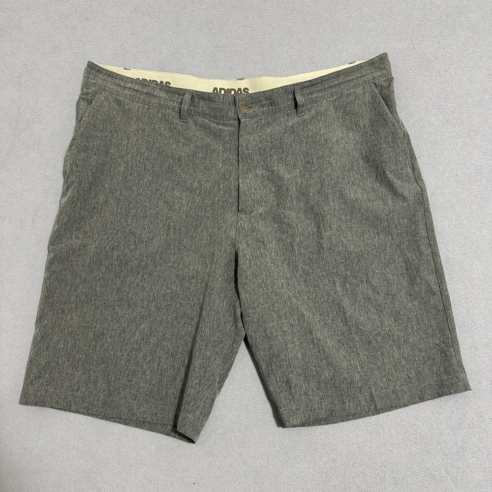 Adidas Woven‎ Golf Chino Shorts Flat Front Stretch Heather Gray Mens Size 40